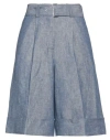 Peserico Woman Shorts & Bermuda Shorts Blue Size 4 Linen In Blue