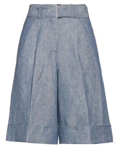 Peserico Woman Shorts & Bermuda Shorts Blue Size 4 Linen