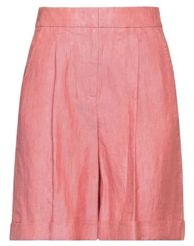 Peserico Woman Shorts & Bermuda Shorts Brick Size 2 Linen In Red
