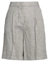 Peserico Woman Shorts & Bermuda Shorts Chocolate Brown Size 6 Linen In Brown