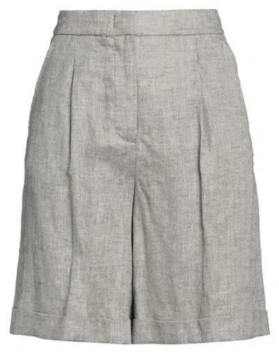 Peserico Woman Shorts & Bermuda Shorts Chocolate Brown Size 6 Linen