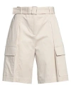 Peserico Woman Shorts & Bermuda Shorts Cream Size 8 Cotton, Elastane In White