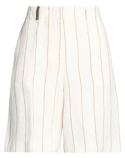 Peserico Woman Shorts & Bermuda Shorts Cream Size 8 Linen In White