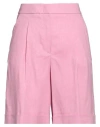 Peserico Woman Shorts & Bermuda Shorts Fuchsia Size 6 Linen, Viscose, Elastane In Pink