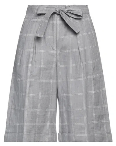 Peserico Woman Shorts & Bermuda Shorts Grey Size 4 Linen