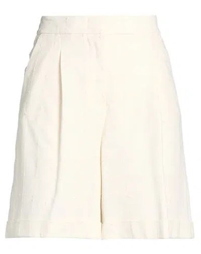 Peserico Woman Shorts & Bermuda Shorts Ivory Size 6 Viscose, Cotton, Polyamide In Neutral