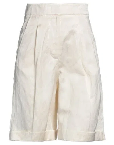 Peserico Woman Shorts & Bermuda Shorts Ivory Size 6 Viscose, Linen, Cotton In White
