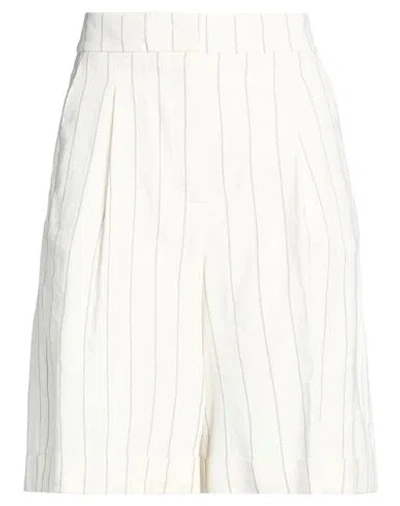 Peserico Woman Shorts & Bermuda Shorts Ivory Size 6 Viscose, Linen In White