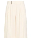 Peserico Woman Shorts & Bermuda Shorts Ivory Size 8 Viscose, Polyester, Elastane In White