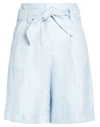 Peserico Woman Shorts & Bermuda Shorts Light Blue Size 6 Linen, Acetate In Blue