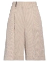Peserico Woman Shorts & Bermuda Shorts Light Brown Size 8 Cotton, Nylon, Elastane In Beige