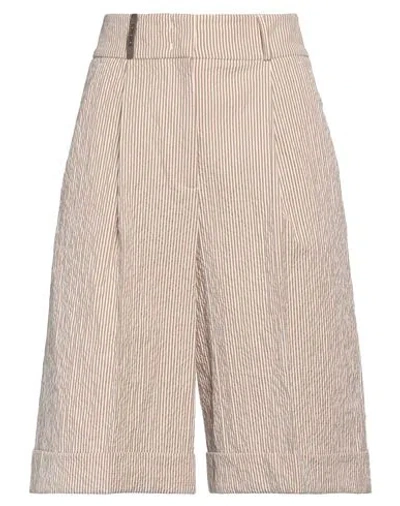 Peserico Woman Shorts & Bermuda Shorts Light Brown Size 8 Cotton, Nylon, Elastane In Beige