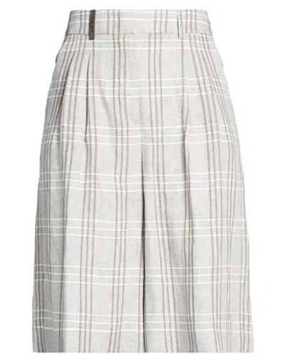 Peserico Woman Shorts & Bermuda Shorts Light Grey Size 6 Linen In Gray