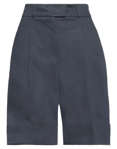 Peserico Woman Shorts & Bermuda Shorts Midnight Blue Size 10 Cotton, Elastane