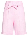 Peserico Woman Shorts & Bermuda Shorts Pink Size 0 Linen