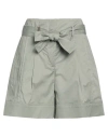 Peserico Woman Shorts & Bermuda Shorts Sage Green Size 6 Cotton, Elastane