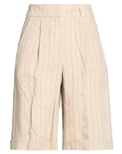 Peserico Woman Shorts & Bermuda Shorts Sand Size 12 Linen In Neutral