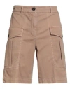 Peserico Woman Shorts & Bermuda Shorts Sand Size 16 Cotton, Elastane In Brown