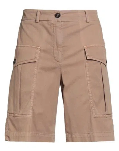 Peserico Woman Shorts & Bermuda Shorts Sand Size 16 Cotton, Elastane In Brown