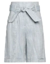 Peserico Woman Shorts & Bermuda Shorts Sky Blue Size 14 Linen