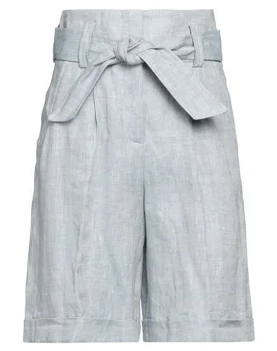 Peserico Woman Shorts & Bermuda Shorts Sky Blue Size 14 Linen