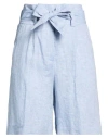 Peserico Woman Shorts & Bermuda Shorts Slate Blue Size 6 Linen In Brown