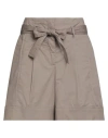 Peserico Woman Shorts & Bermuda Shorts Taupe Size 4 Cotton, Elastane In Brown