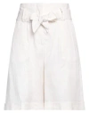 Peserico Woman Shorts & Bermuda Shorts White Size 6 Linen