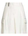 Peserico Woman Shorts & Bermuda Shorts White Size 6 Viscose, Wool In White