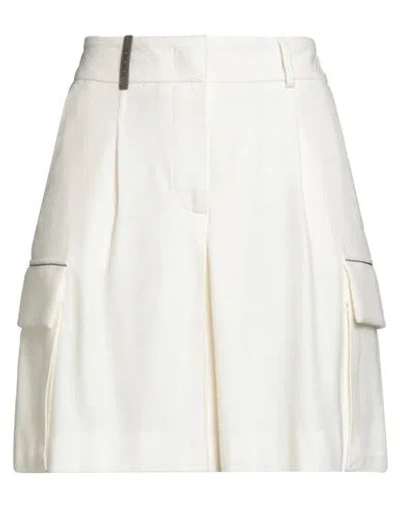 Peserico Woman Shorts & Bermuda Shorts White Size 6 Viscose, Wool