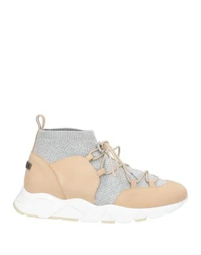 Peserico Woman Sneakers Beige Size 8 Leather, Textile Fibers
