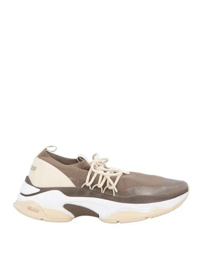 Peserico Woman Sneakers Chocolate Brown Size 8 Textile Fibers, Leather In Multi