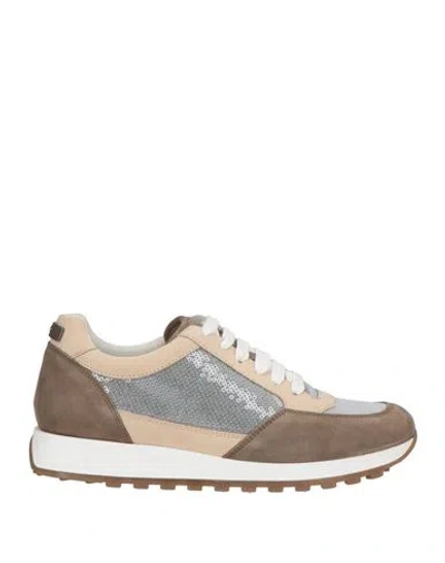Peserico Woman Sneakers Light Grey Size 8 Soft Leather