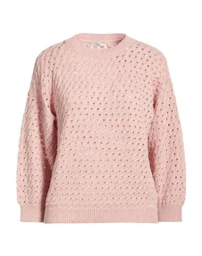 Peserico Woman Sweater Antique Rose Size 6 Cotton, Polyester In Pink