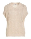 Peserico Woman Sweater Beige Size 14 Cotton, Polyester In Metallic