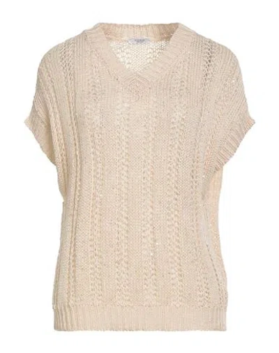 Peserico Woman Sweater Beige Size 14 Cotton, Polyester In Metallic