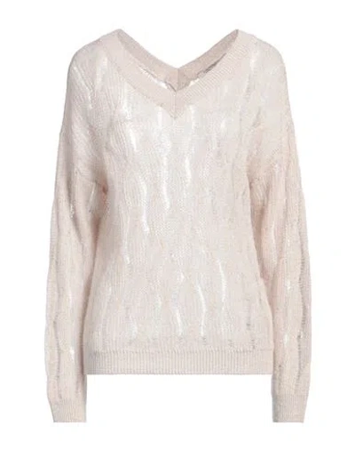 Peserico Iridescent Drop-stitch Knit Jumper In Beige