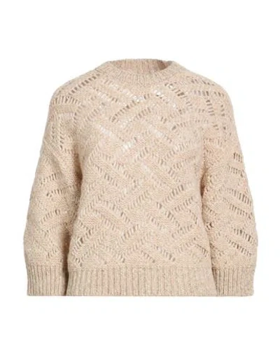 Peserico Woman Sweater Beige Size 2 Alpaca Wool, Virgin Wool, Polyamide, Viscose, Metal Fiber In Brown