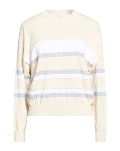 Peserico Woman Sweater Beige Size 6 Cotton In Multi
