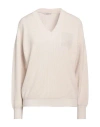 Peserico Woman Sweater Beige Size 8 Virgin Wool, Silk, Cashmere, Metallic Fiber