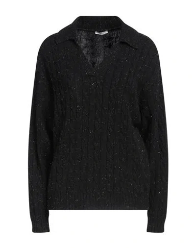 Peserico Woman Sweater Black Size 10 Virgin Wool, Silk, Viscose, Cashmere, Polyester In Black