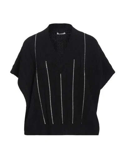 Peserico Woman Sweater Black Size 4 Virgin Wool, Silk, Cashmere, Polyamide, Merino Wool In Black