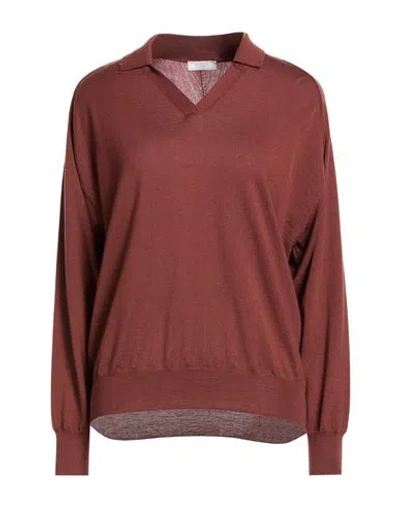 Peserico Woman Sweater Brick Size 10 Virgin Wool In Burgundy