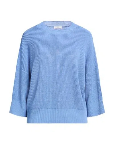Peserico Woman Sweater Bright Blue Size 14 Linen, Cotton