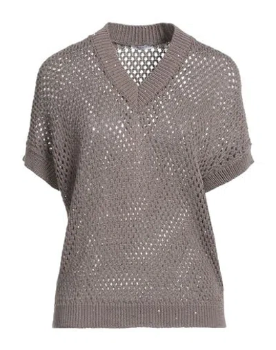Peserico Woman Sweater Brown Size 12 Cotton, Polyester