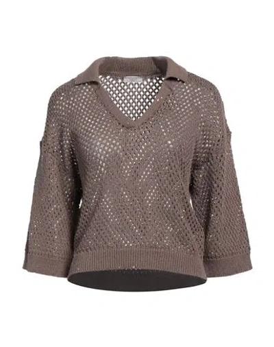 Peserico Woman Sweater Brown Size 12 Cotton, Polyester