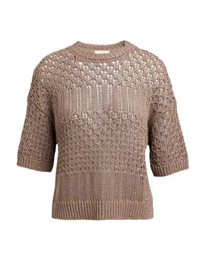 Peserico Woman Sweater Brown Size 4 Cotton, Polyester