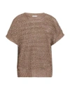 Peserico Woman Sweater Brown Size 6 Linen, Polyester