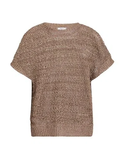 Peserico Woman Sweater Brown Size 6 Linen, Polyester In Brown