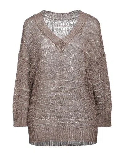 Peserico Woman Sweater Brown Size 6 Linen, Polyester
